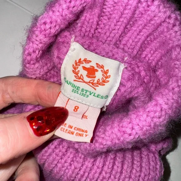 Canine Styles Nantucket Hand Knit Wool Dog Sweater - Pink - Picture 3 of 8